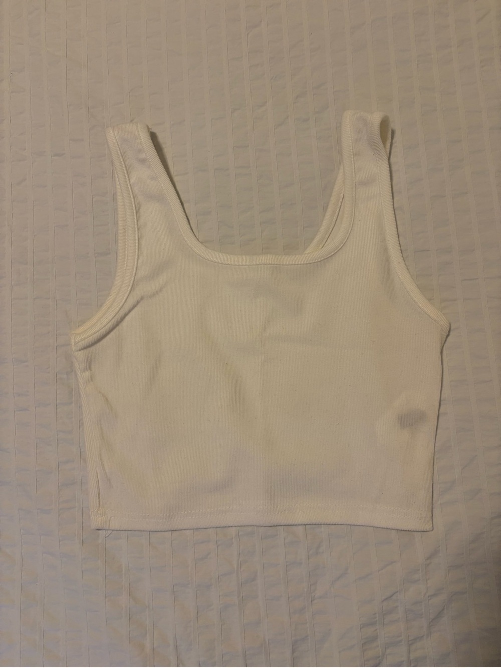 Zaful White Ribbed Square Neck Crop Tank